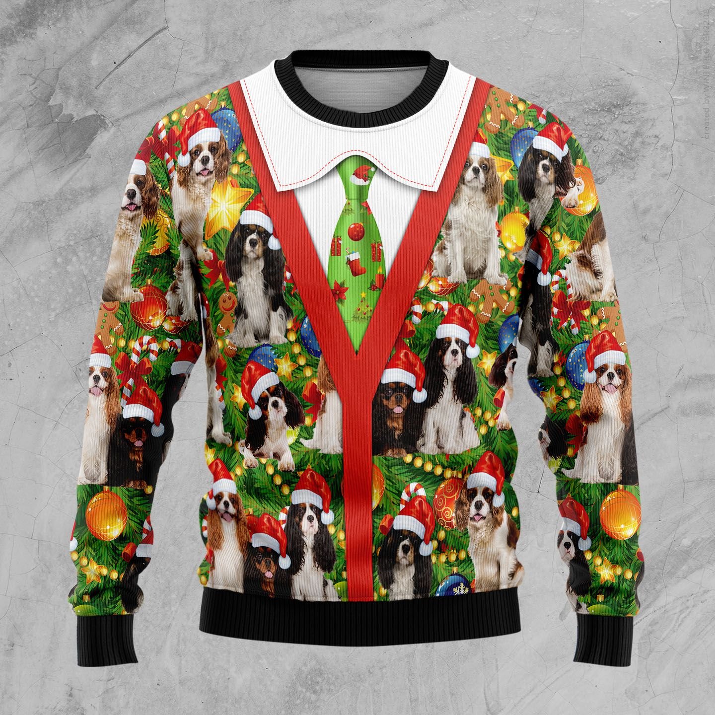 Cavalier King Charles Spaniel Xmas Pine Ugly Christmas Sweater | For Men & Women | Adult | Us5832