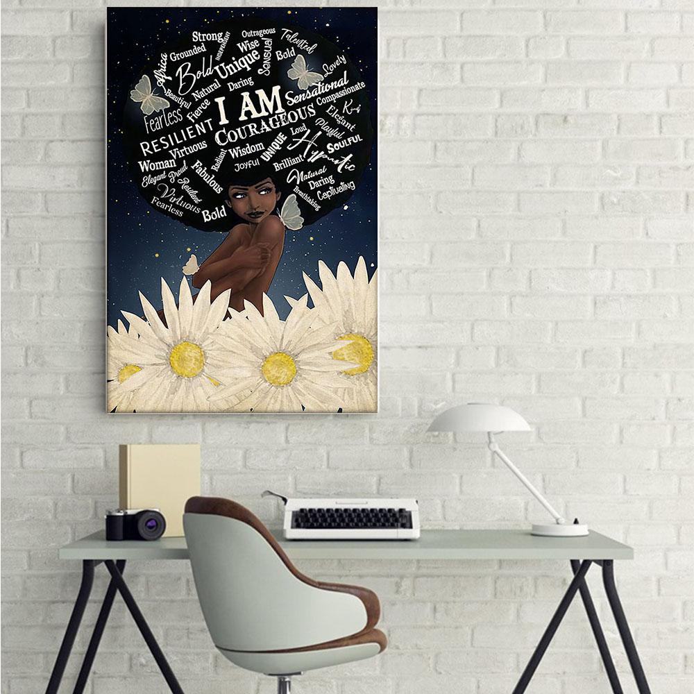 Afrocentric Custom Canvas Prints Trendy Afro Poster African Queen Black King Alluring Wall Art Home Decoration