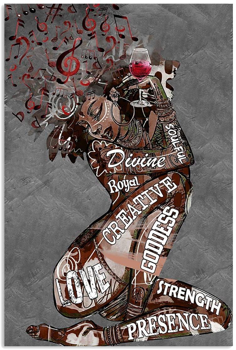 Afro Girl Music and Wine I Am Vertical Poster Print Perfect, Ideas On Xmas, Birthday, Home Decor,No Frame Full Size