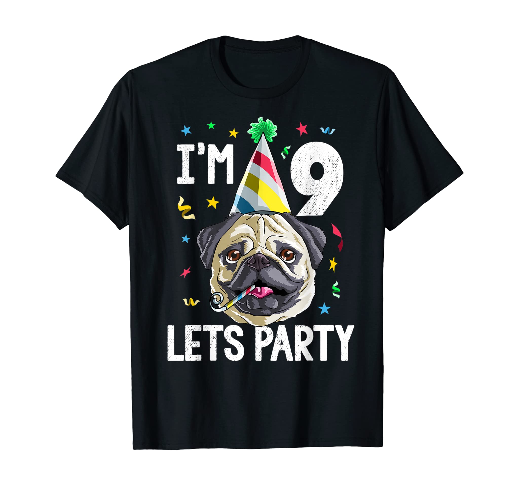 Pug Birthday 9th T Shirt Dog Kids Boys Girls Gift Idea Party