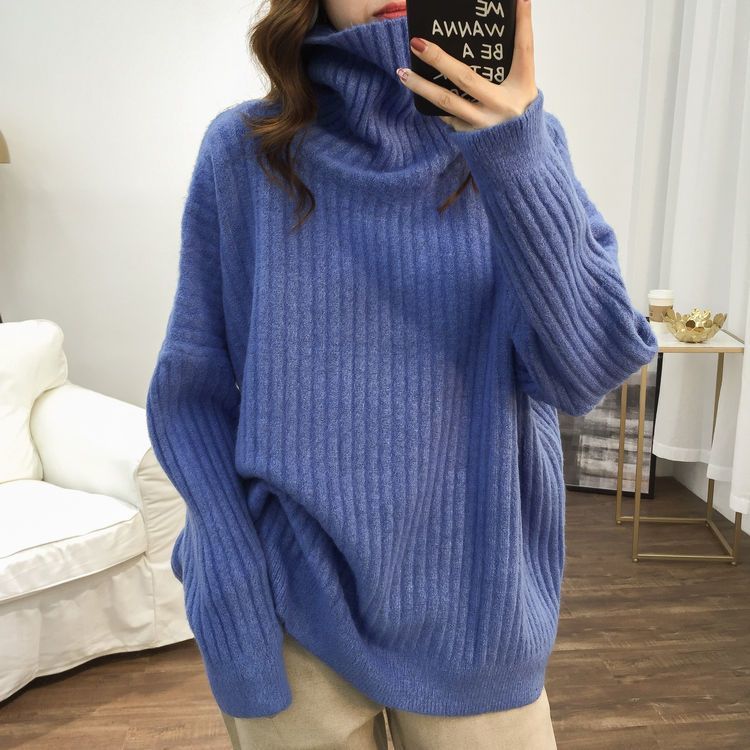 Turtleneck Sweater Women Popular Warm Knitting Vintage Loose Full Sleeve Tender College All-match Fashion Casual Ulzzang Chic alx