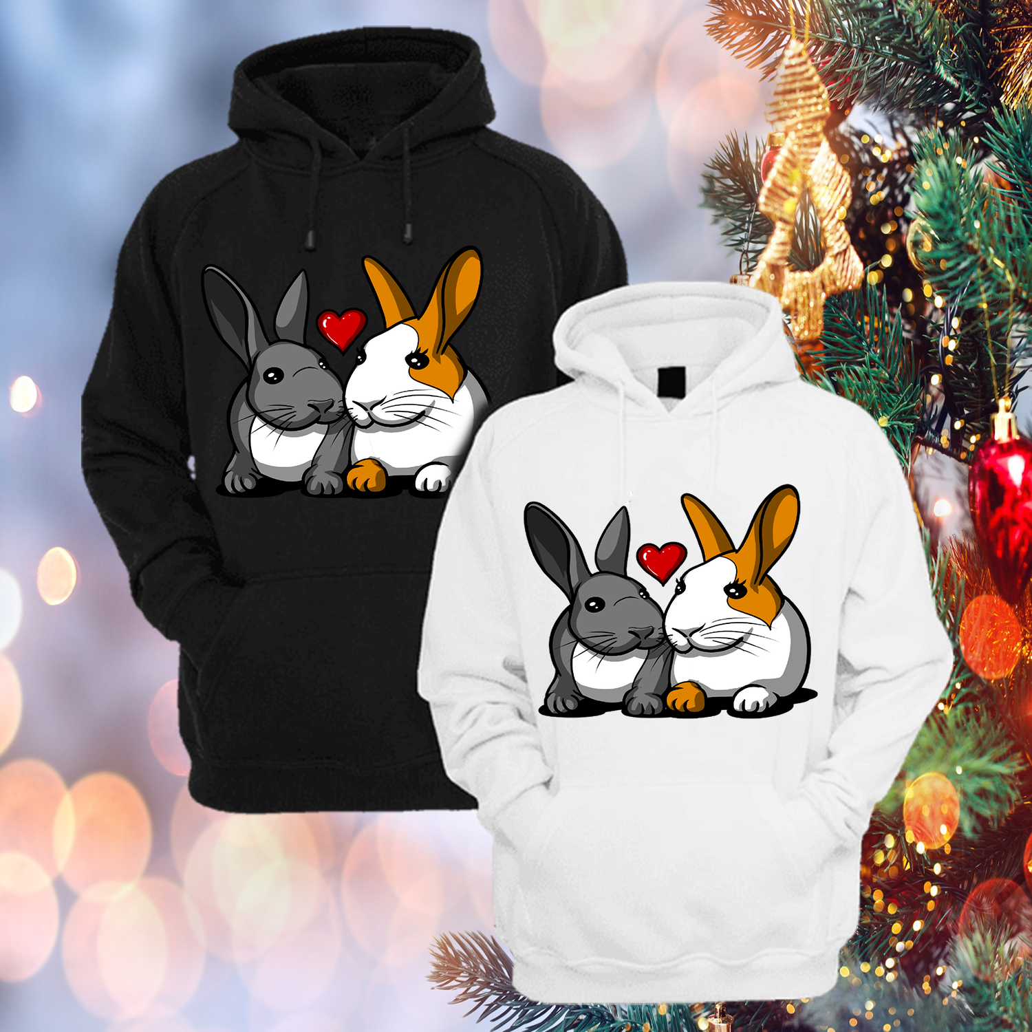 Couple Bunny Kissed Couple, Couple Hoodie