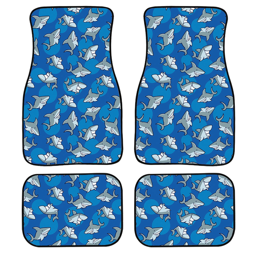 Cartoon Shark Pattern Print Front And Back Car Floor Mats