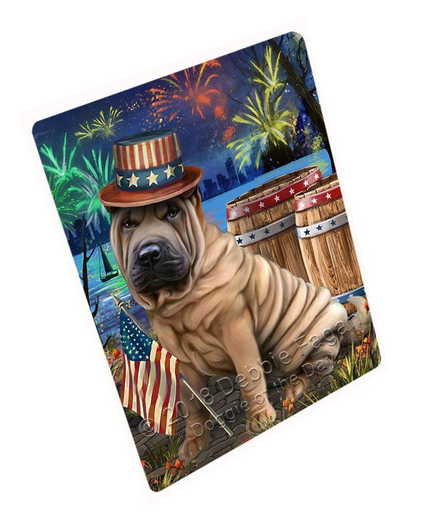 4Th Of July Independence Day Fireworks Shar Pei Dog At The Lake Blanket Blnkt77124