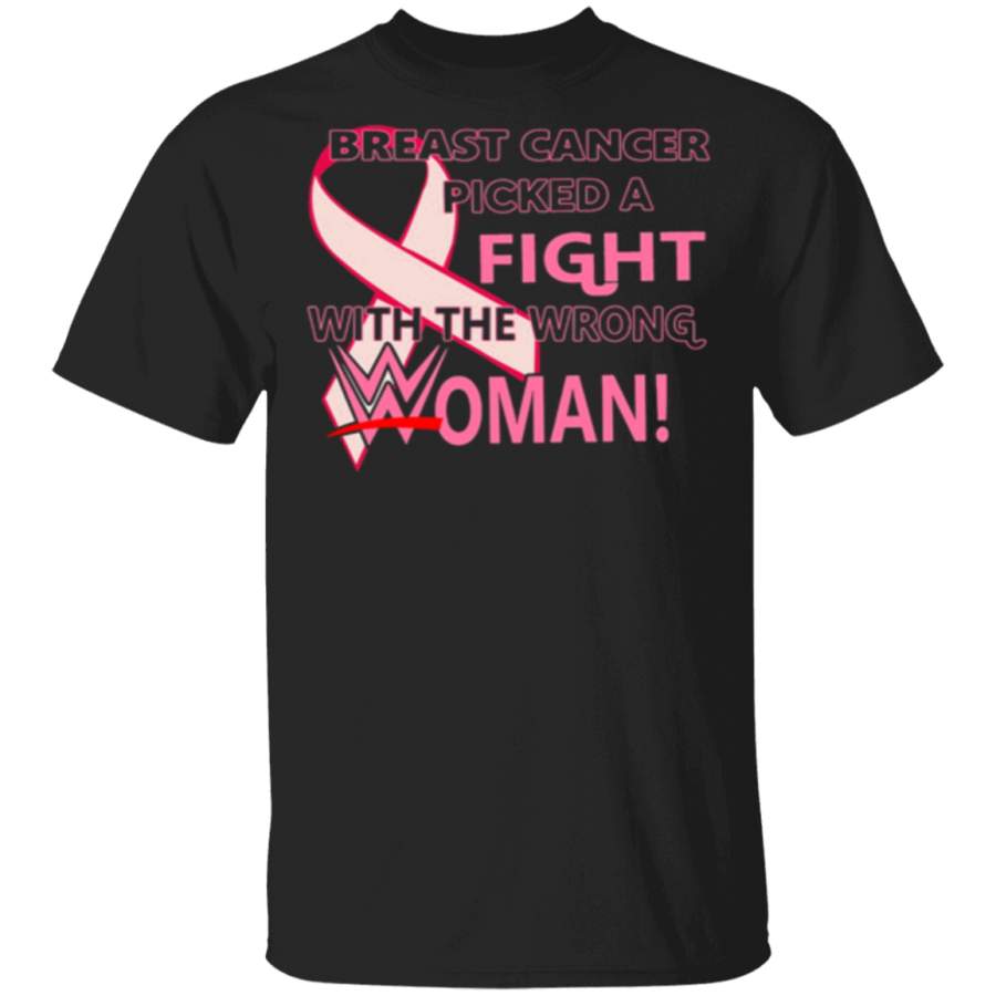Breast cancer picked a fight with the wrong woman T Shirt gift family T-Shirt