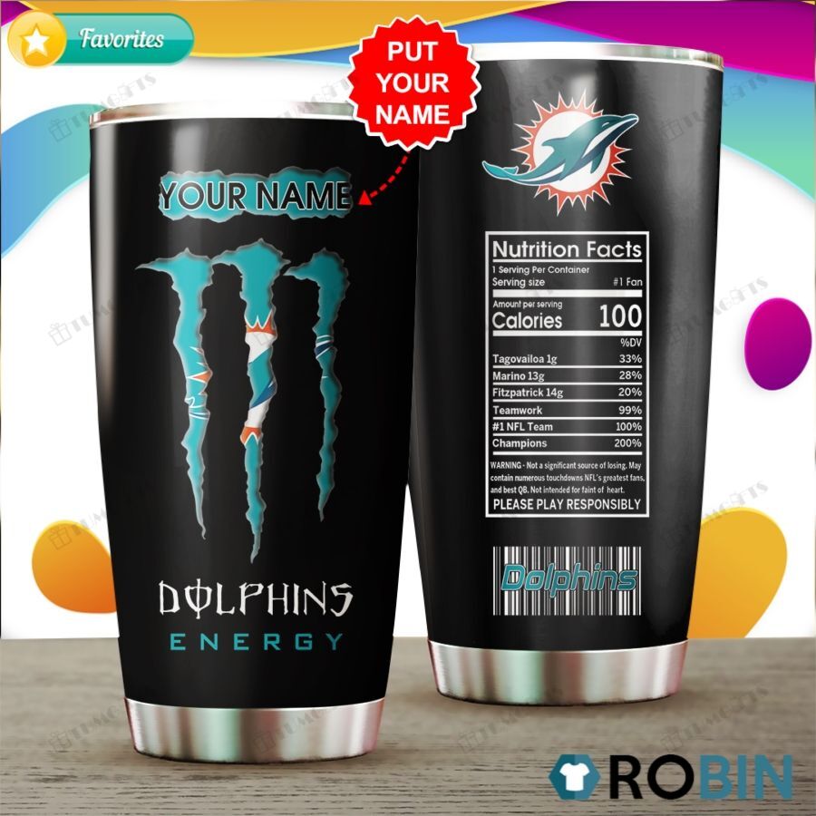 Buy Personalized Miami Dolphins Energy Nutrition Factscustomstainless Steel Tumbler