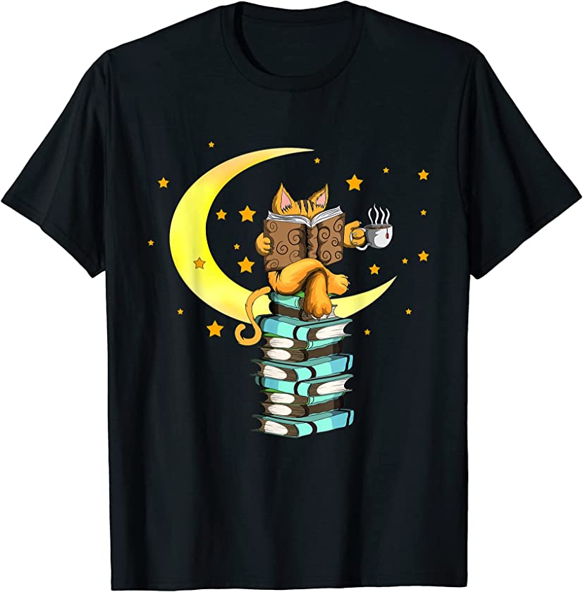 Cats Coffee Reading Kat Books Read Stubenter Kitten T-Shirt