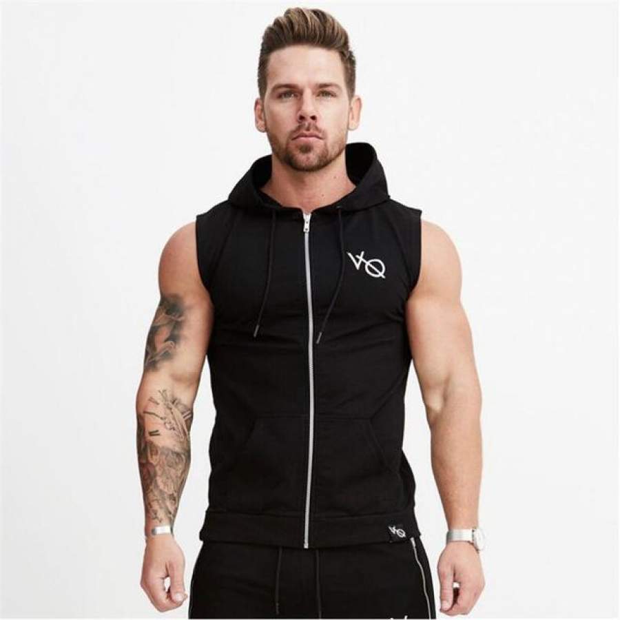 2018 Summer New sleeveless Hoodies gyms Fitness Bodybuilding Sweatshirt male fashion cotton pullover sportswear clothing