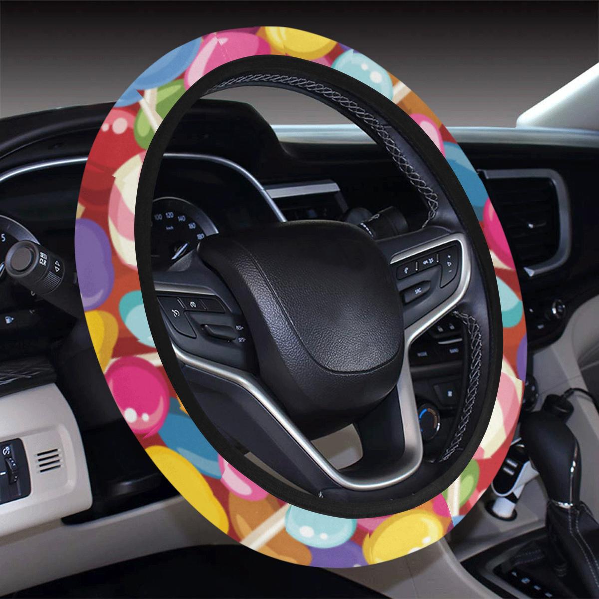 Candy Pattern Print Design 02 Steering Wheel Cover With Elastic Edge