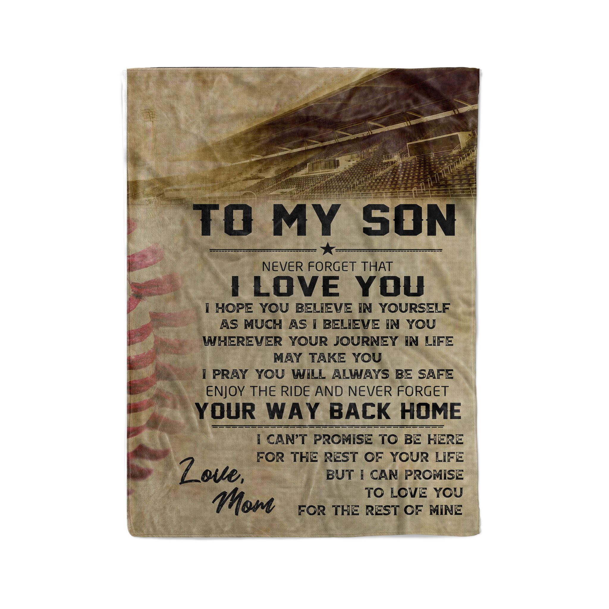 Fleece Stadium Blanket mom to son never forget that i love you