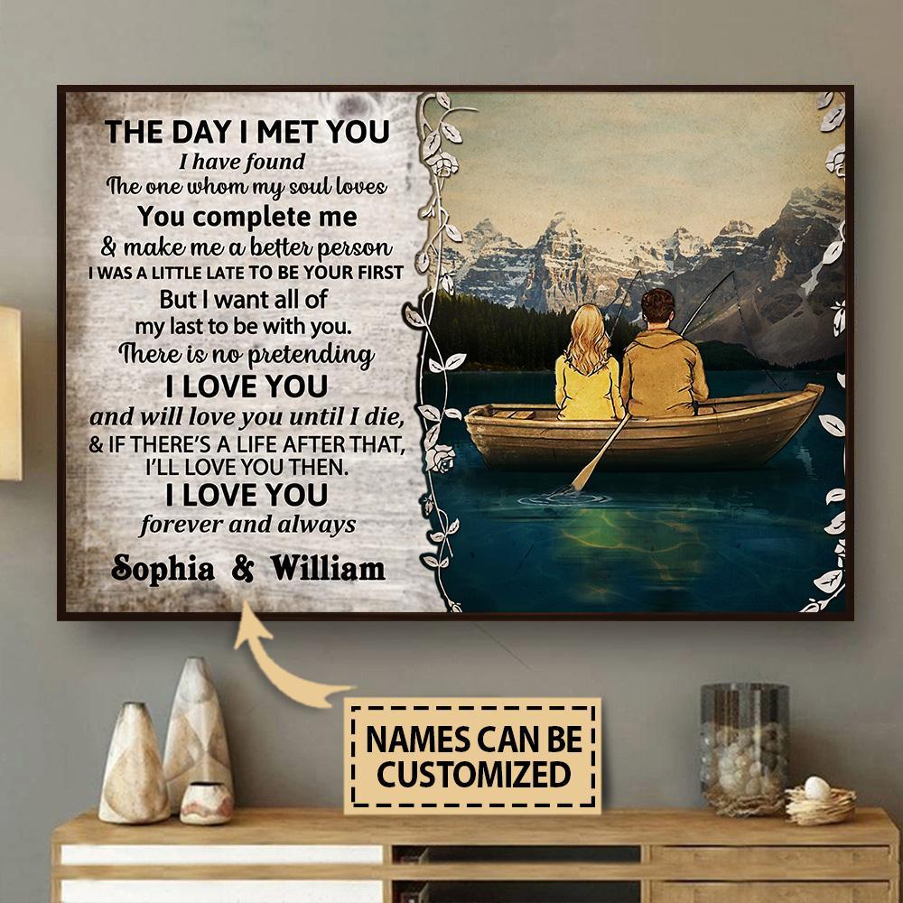 Aeticon Gifts Personalized Fishing The Day I Met You Canvas Mom Dad Gift Home Decor