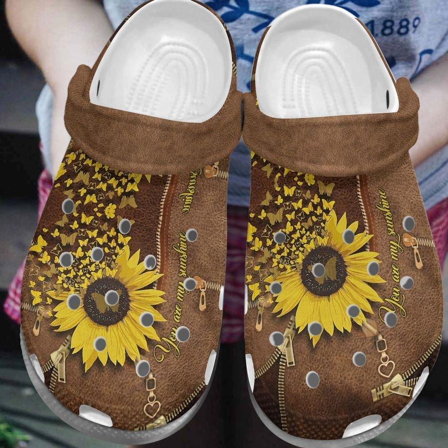 Butterfly Personalize Clog, Custom Name, Text, Fashion Style For Women, Men, Kid, Print 3D You Are My Sunshine Zipper