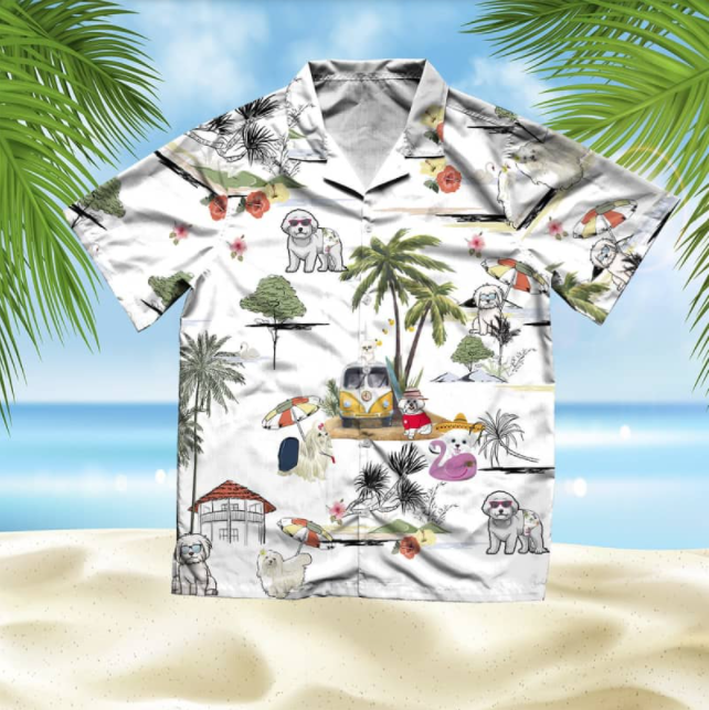 Maltese Beach All Over Printed Hawaiian Shirt Ha62444