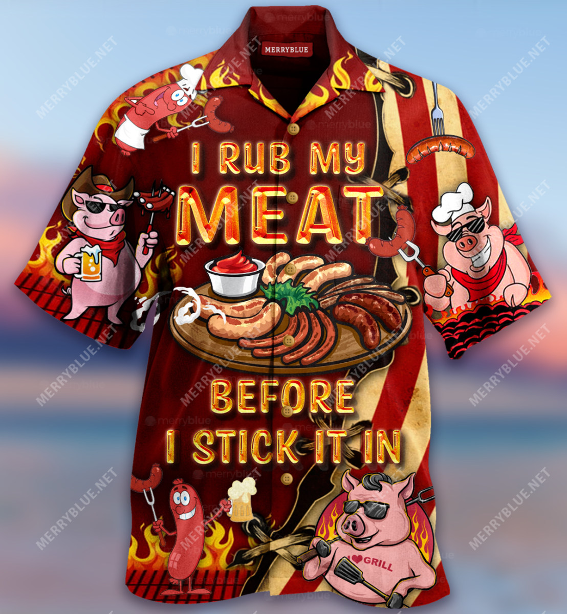 I Rub My Meat Before Stick It In Grilling Funny Quote Unisex Hawaii Shirt Ha83679