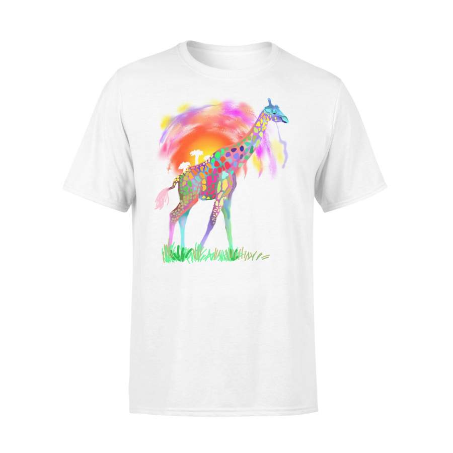 Colorful Rainbow Tribal Giraffe Africa T-Shirt