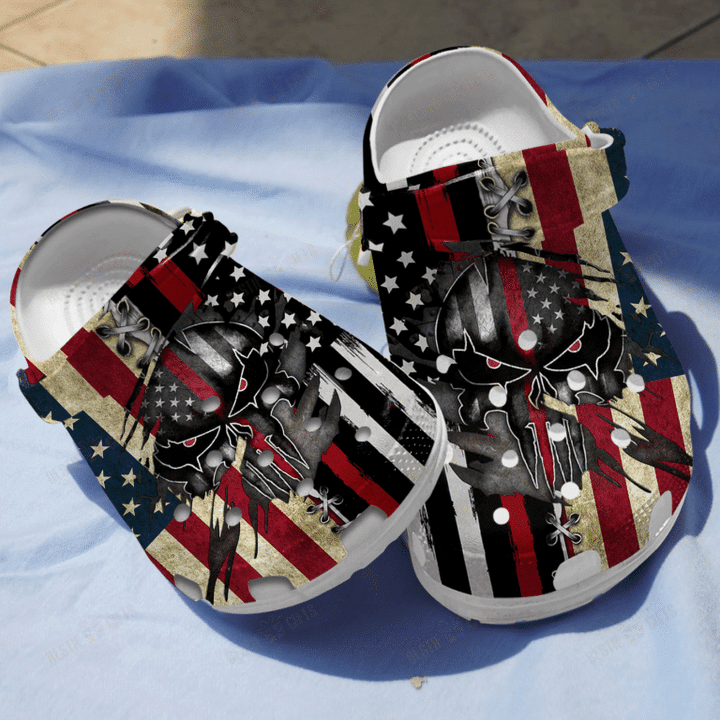 Angry Skull Tattoo Usa Shoes Crocs Clogs
