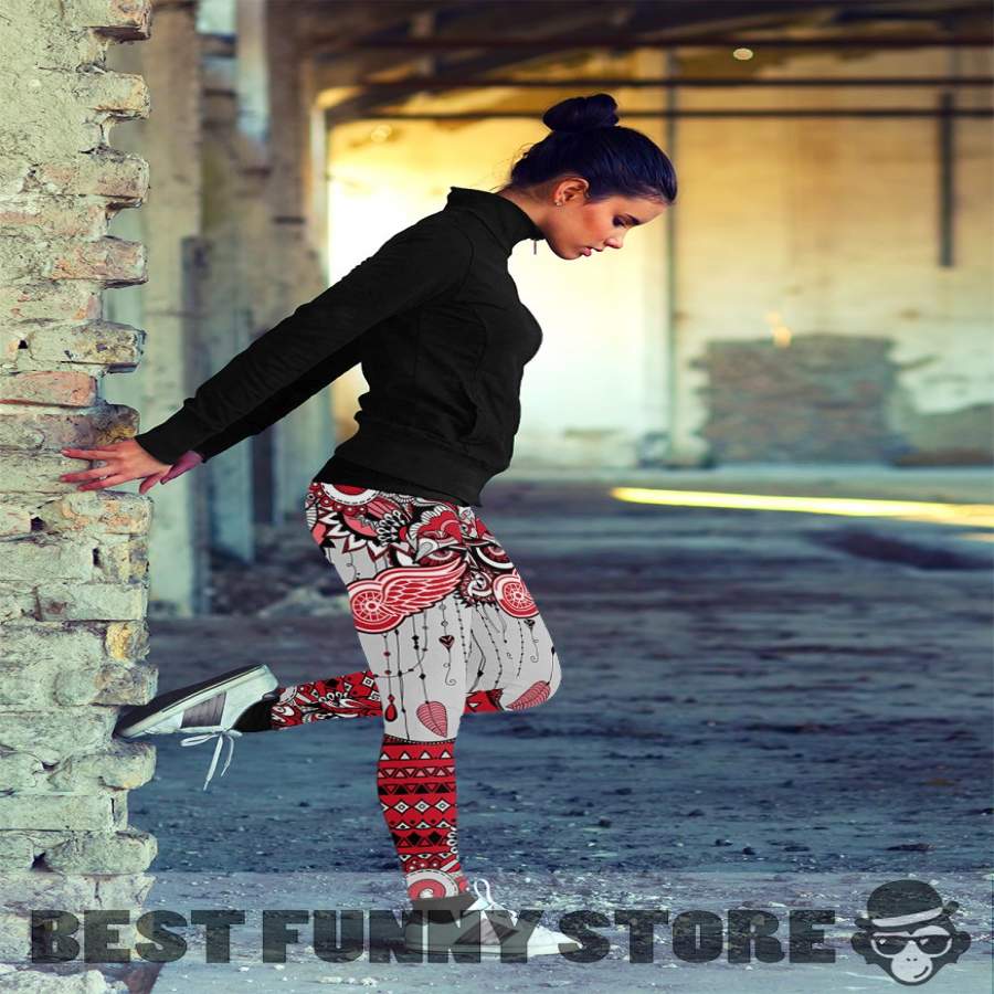 Simple Boho Detroit Red Wings Leggings