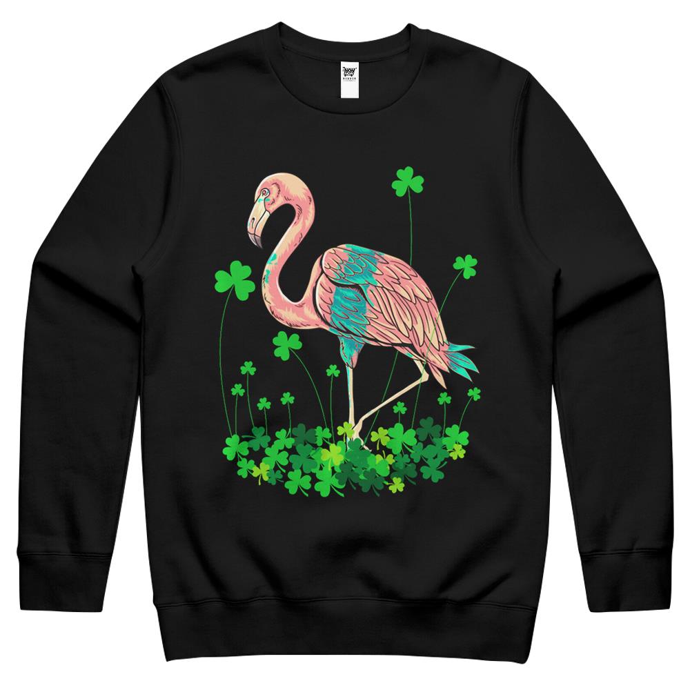 Irish Lucky Shamrock Flamingo Lovers Happy St Patrick’S Day Crewneck Sweatshirt