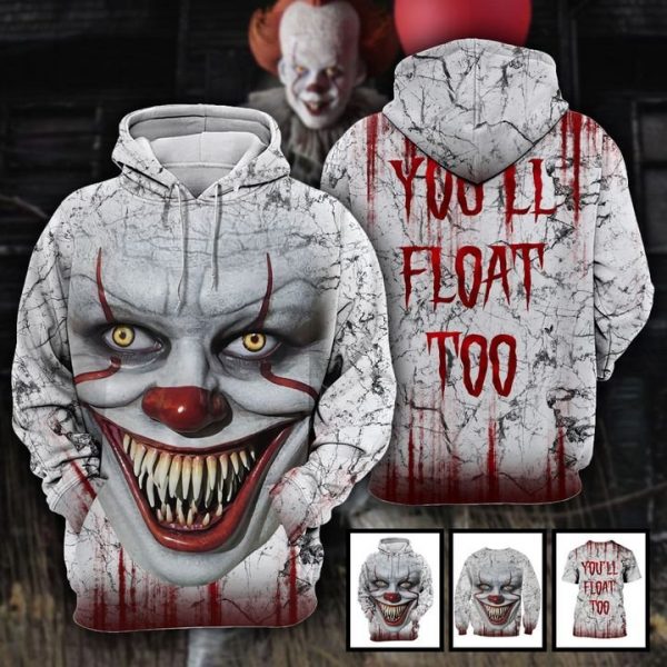Pennywise You’Ll Float Too 3D Hoodie, Shirt