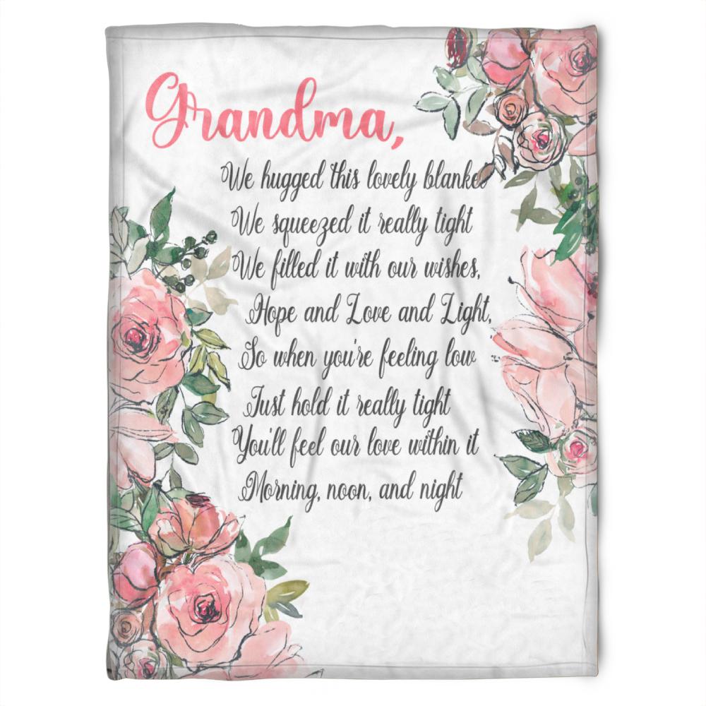 To My Grandma Hugged This Lovely Fleece Blanket Gift For Grandparents Gift From Granddaughter Gift For Grandson Home Decor Bedding Couch Sofa Soft And Comfy Cozy