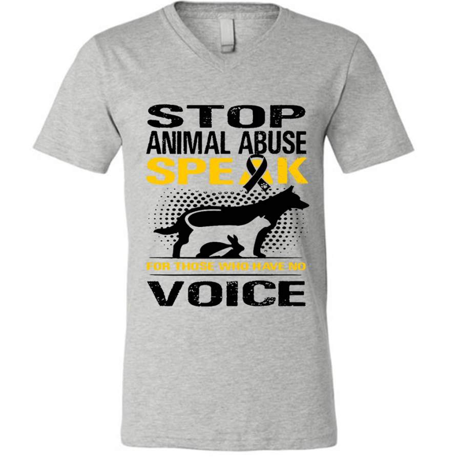 Stop Animal Abuse Speak For Those Who Have No Voice – Canvas Unisex V-Neck Shirt