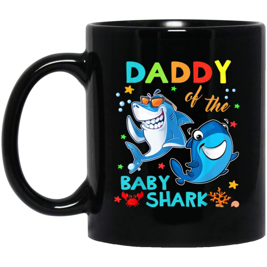 Daddy Of The Baby Shark Birthday Daddy Shark Black Mug