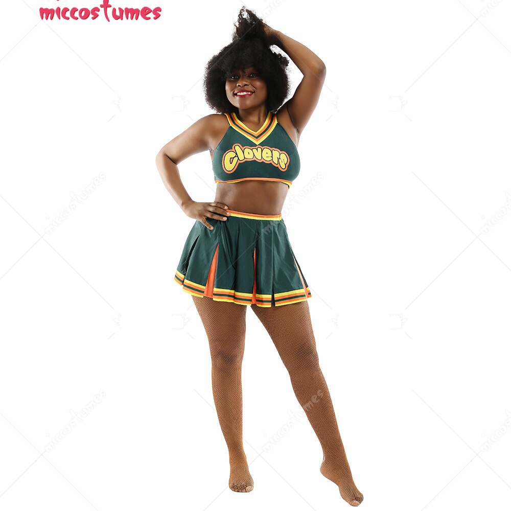 Women Gilrs costume Clovers Green Cheerleader Clovers uniform Cosplay Costume Women Halloween Outfit alx