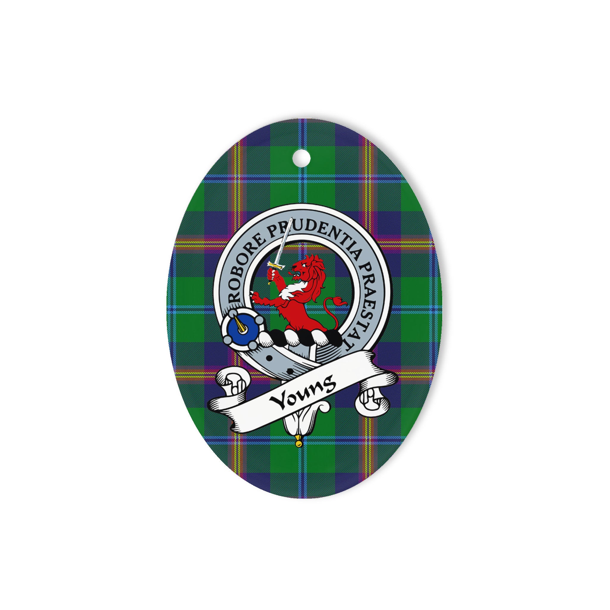 Young Scottish Clan Badge Plaid Ornament Gift. Christmas Tree Ornament Young Clan Tartan Ornament Great Christmas Ornaments Gift Oval Ornament