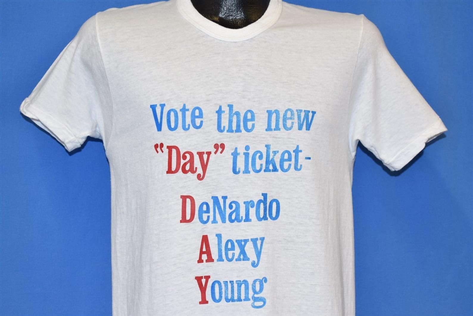 70S Vote New Day Ticket Denardo Alexy Election Politics T-Shirt