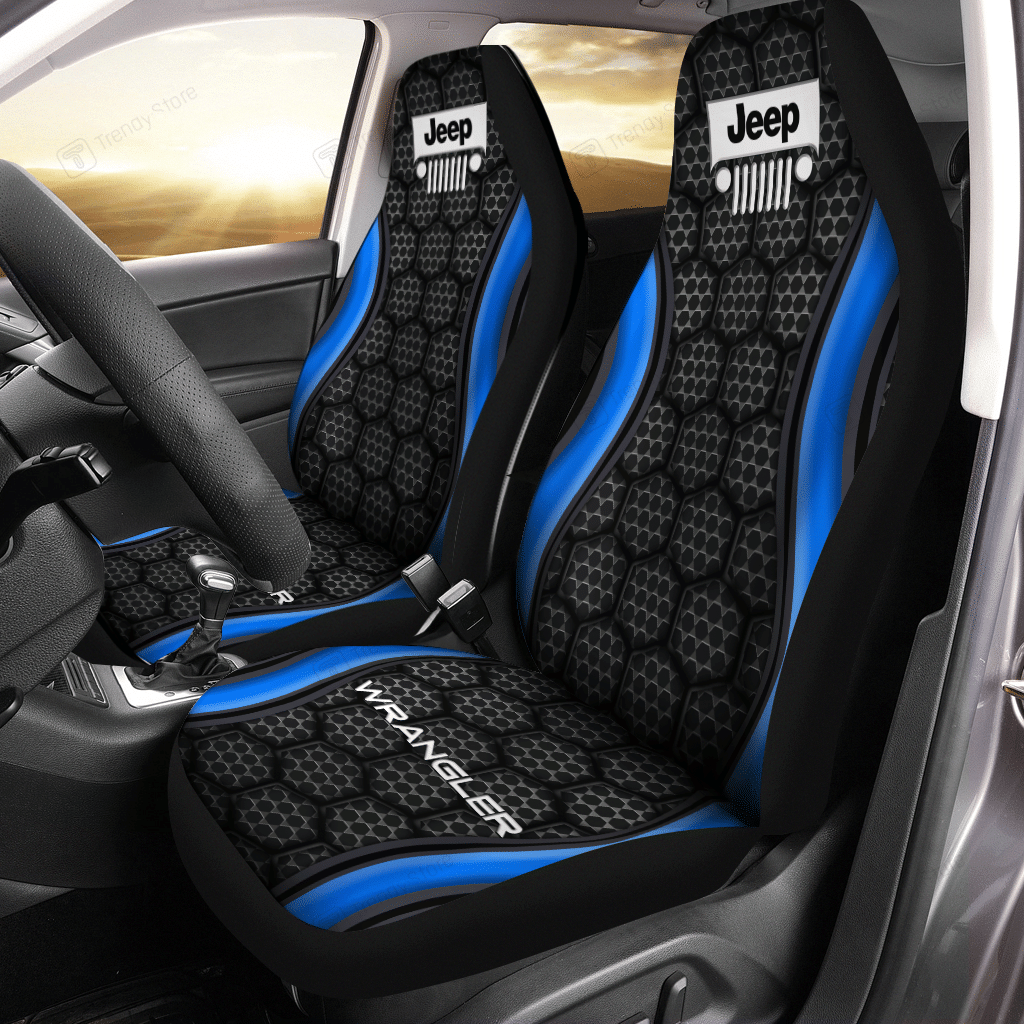 Jeep Wrangler Car Seat Cover (Set Of 2) Ver 12 (Blue)