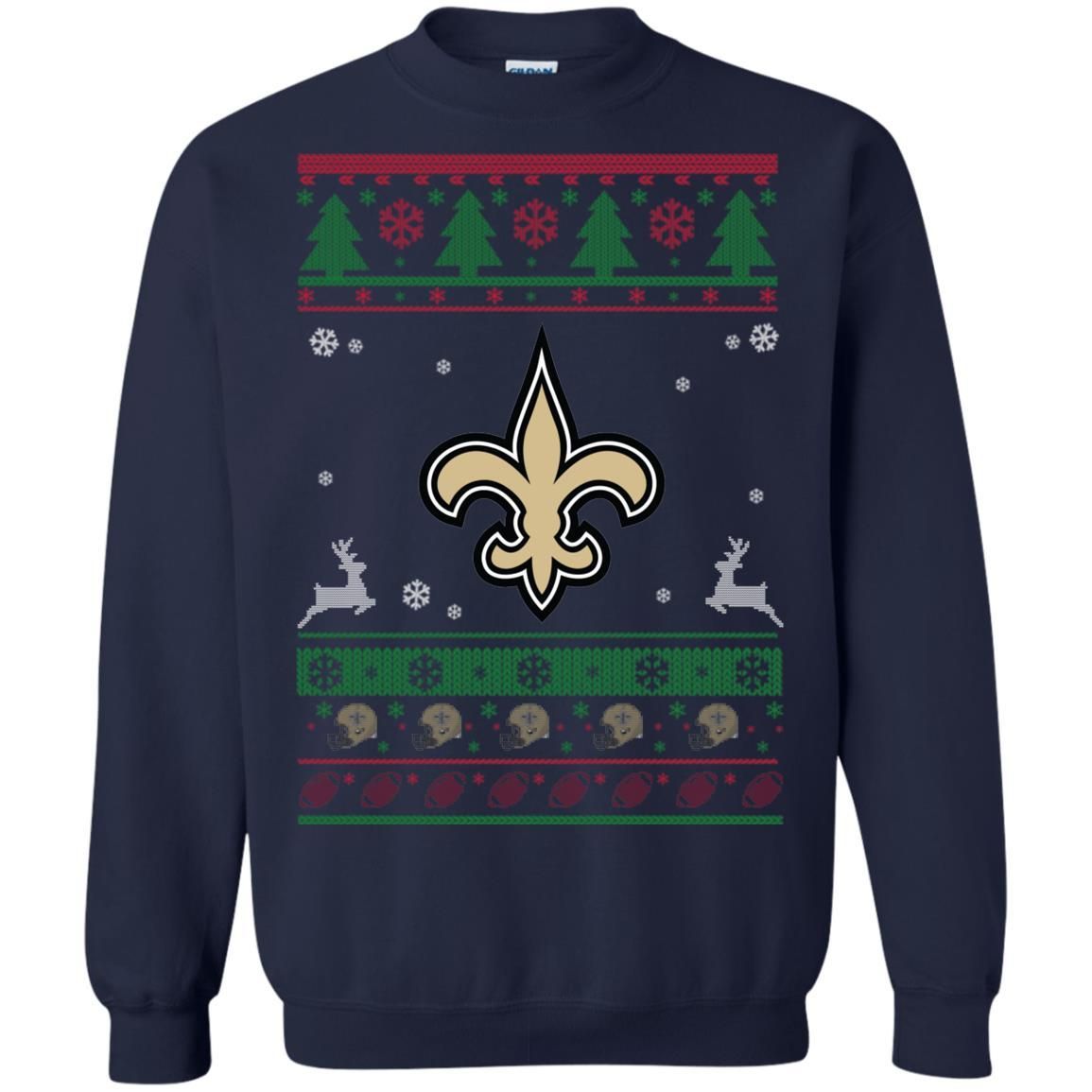 New Orleans Saints Logo Football Teams Ugly Christmas Sweater Unisex Crewneck Pullover Sweatshirt