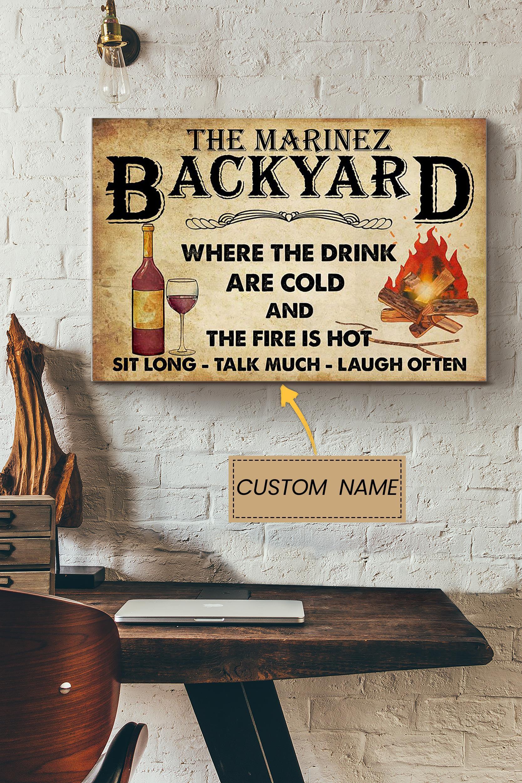 Backyard Personalized Poster – Home Decor Wall Art – Gift For Wine Lover Party Decor Bbq Party Decor Poster