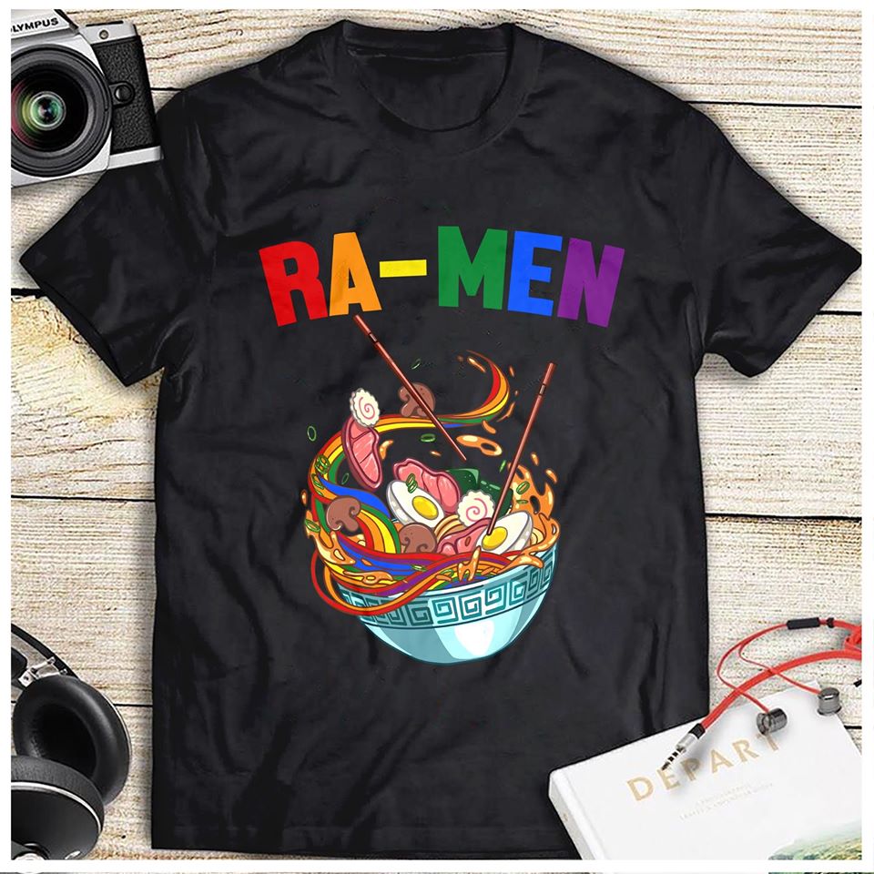 Ramen Pride Rainbow Color Cotton T Shirt