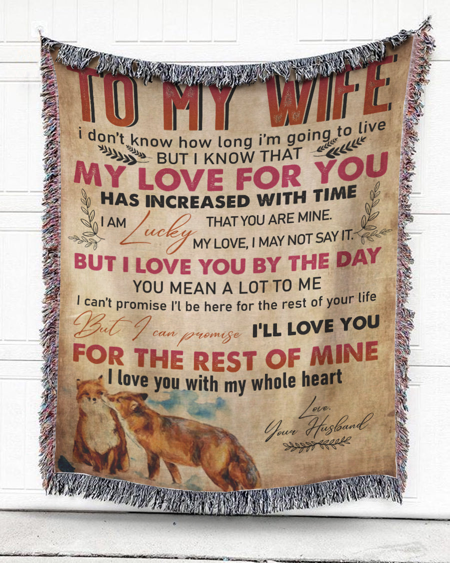 Woven Throw For Wife Wedding Anniversary Gift, Foxes – My Love For You, Cotton Blanket