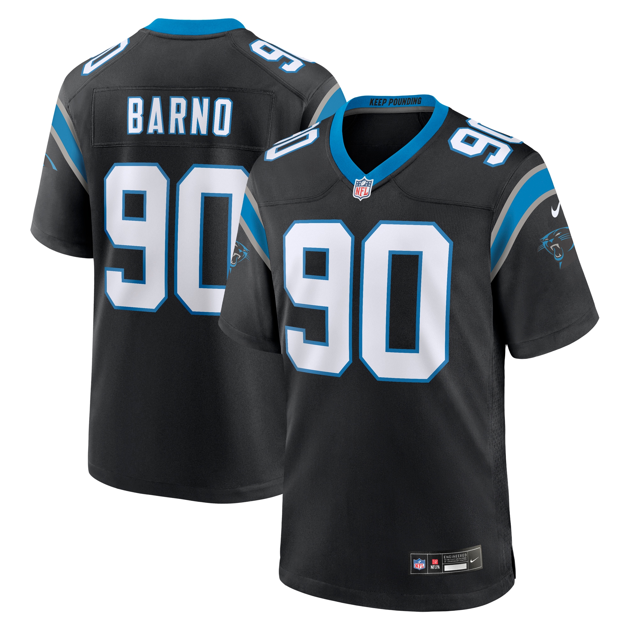 Men’s Carolina Panthers Amare Barno Black Team Game Jersey