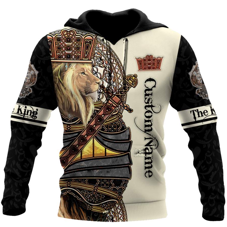 Custom Name Black King Lion 3D All Over Printed Shirt for Men and Women