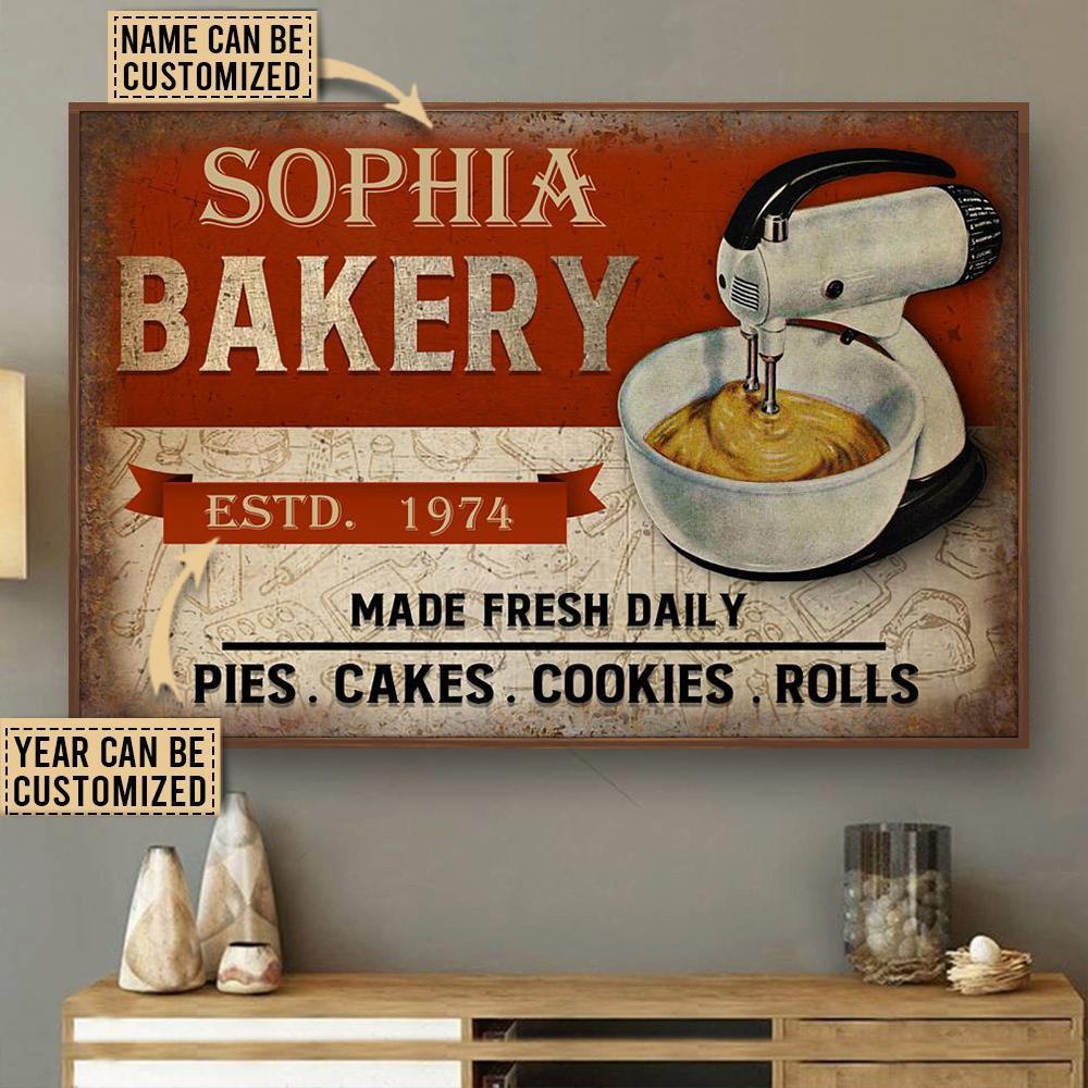 Aeticon Gifts Personalized Baking Made Fresh Daily Canvas Mom Dad Gift Home Decor