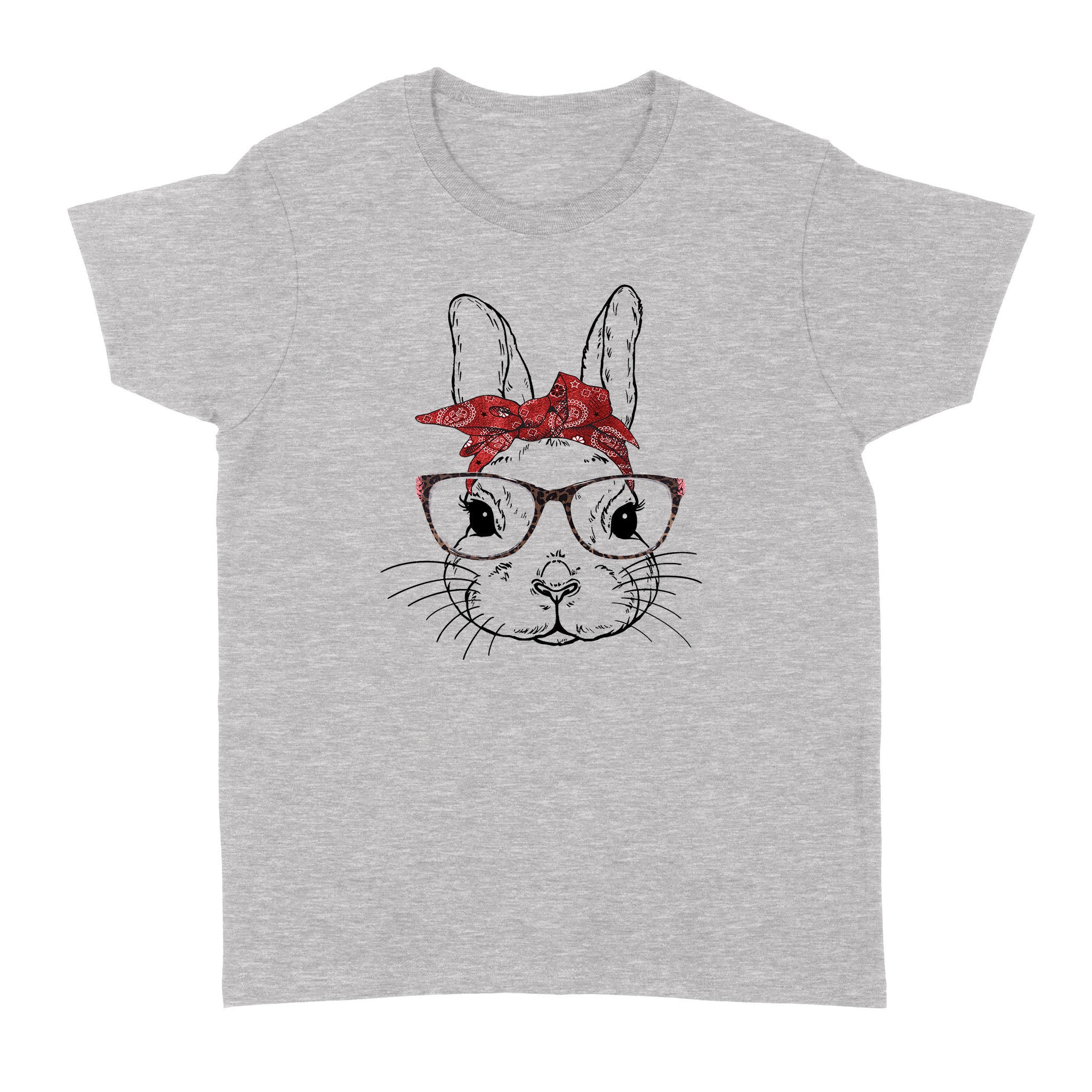 Dng Fashion ‘S Cute Bunny Face Shirt Leopard Print Glasses Easter Gift – Standard Women’S T-Shirt