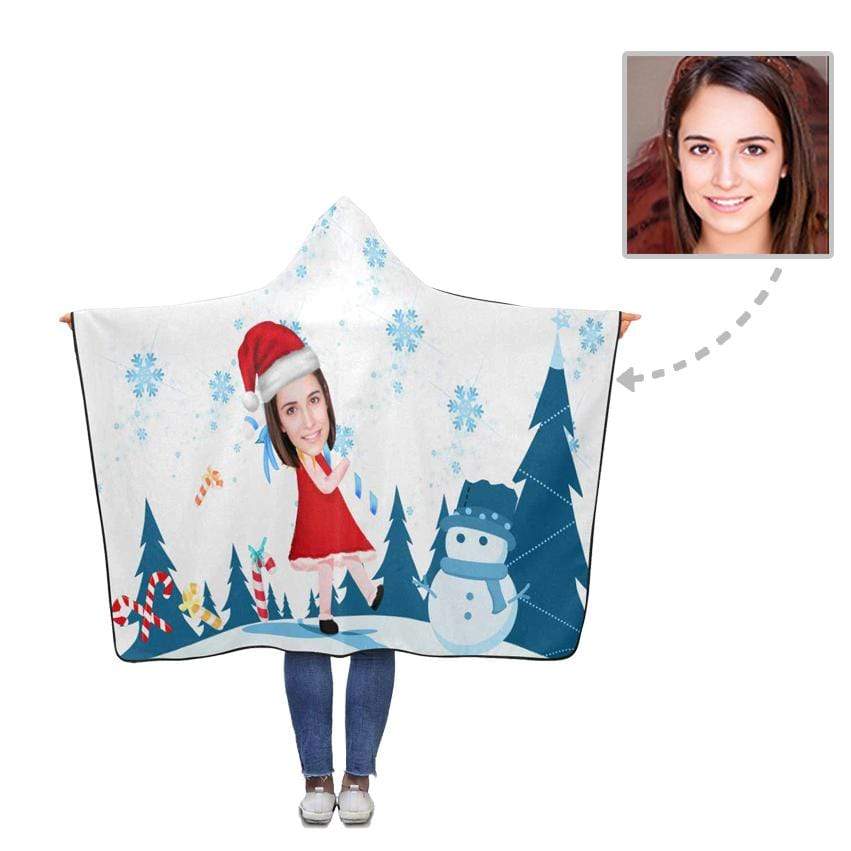 Custom Face Trees Snowflake Hooded Blanket