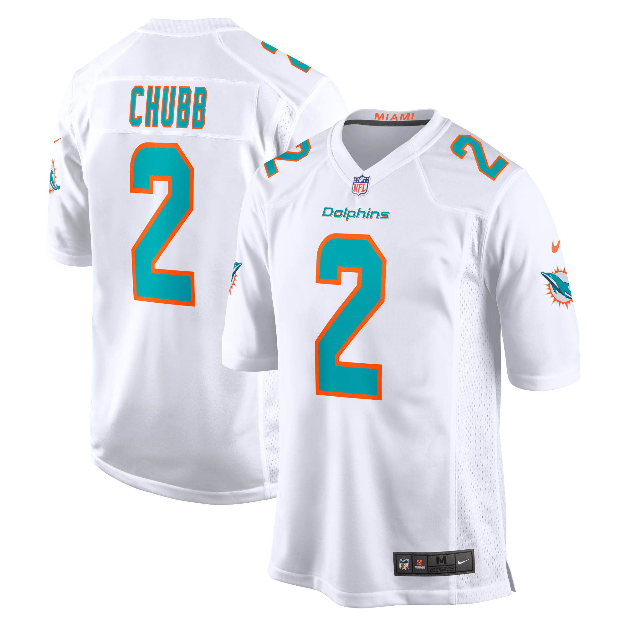 Men’s Miami Dolphins Bradley Chubb White Game Player Jersey