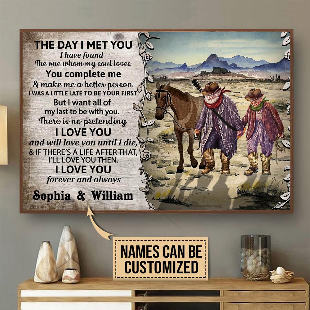 Aeticon Gifts Personalized Cowboy Guitar The Day I Met You Canvas Mom Dad Gift Home Decor