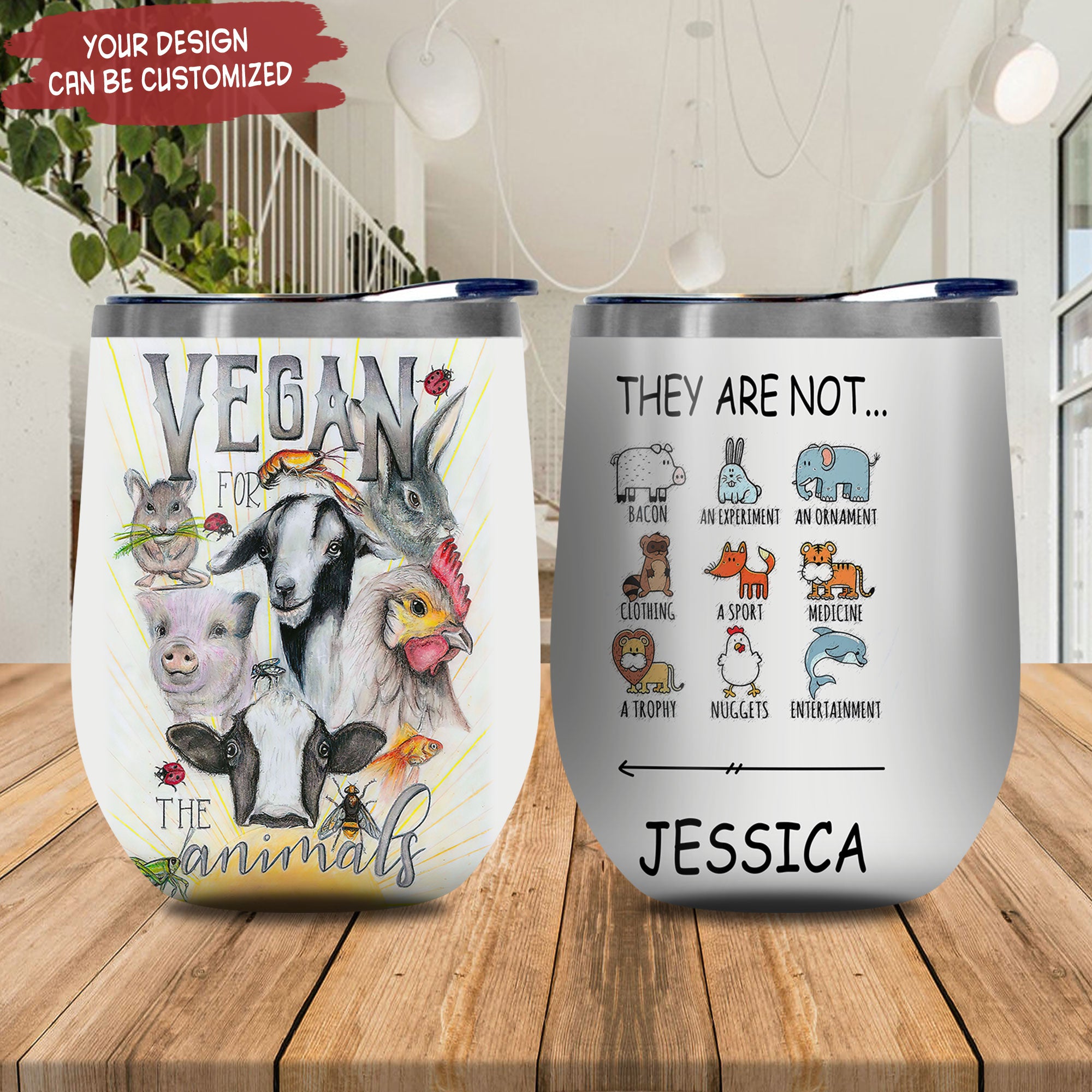 Personalized Vegan For The Animals Hlm2001010Z Stainless Steel Wine Tumbler – Personalized Wine Tumbler