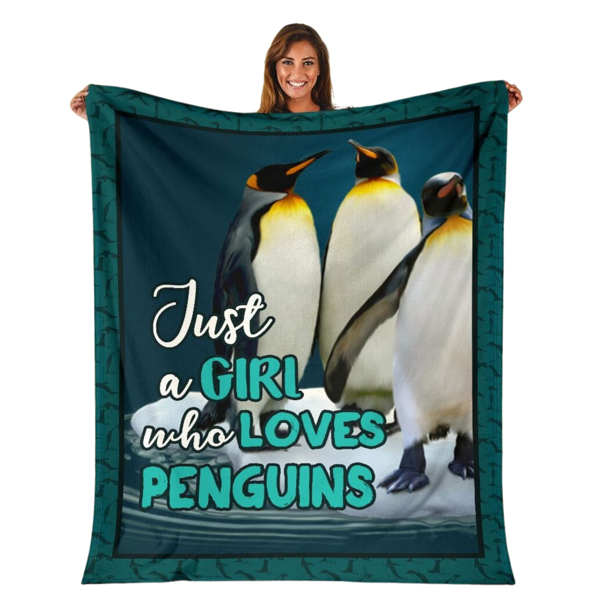 Ultra Soft 3D Printed Blanket Penguin Animal Cute Blanket Just A Girl Who Loves Penguins Blanket Gifts Sherpa Blanket Warm Fuzzy Throw Blanket For Sofa Bed Couch