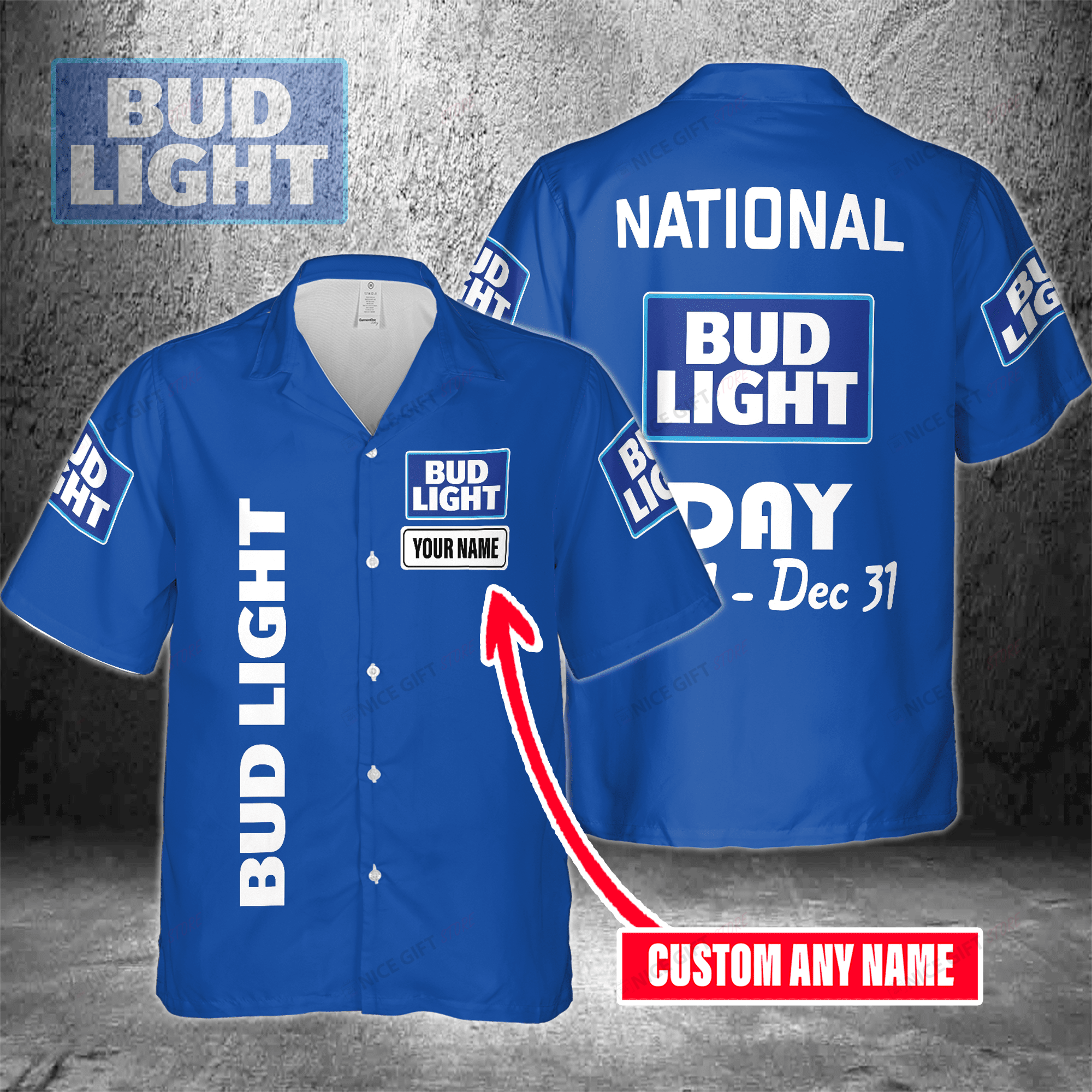 National Bud Light Day Jan 1 – Dec 31 Custom Name Hawaiian Shirt 3Hs-Y9K1