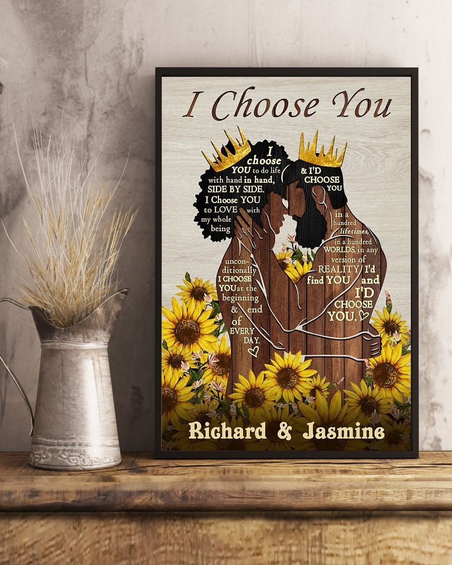 Custom Name Black King And Queen I Choose You African Canvas Wall Art