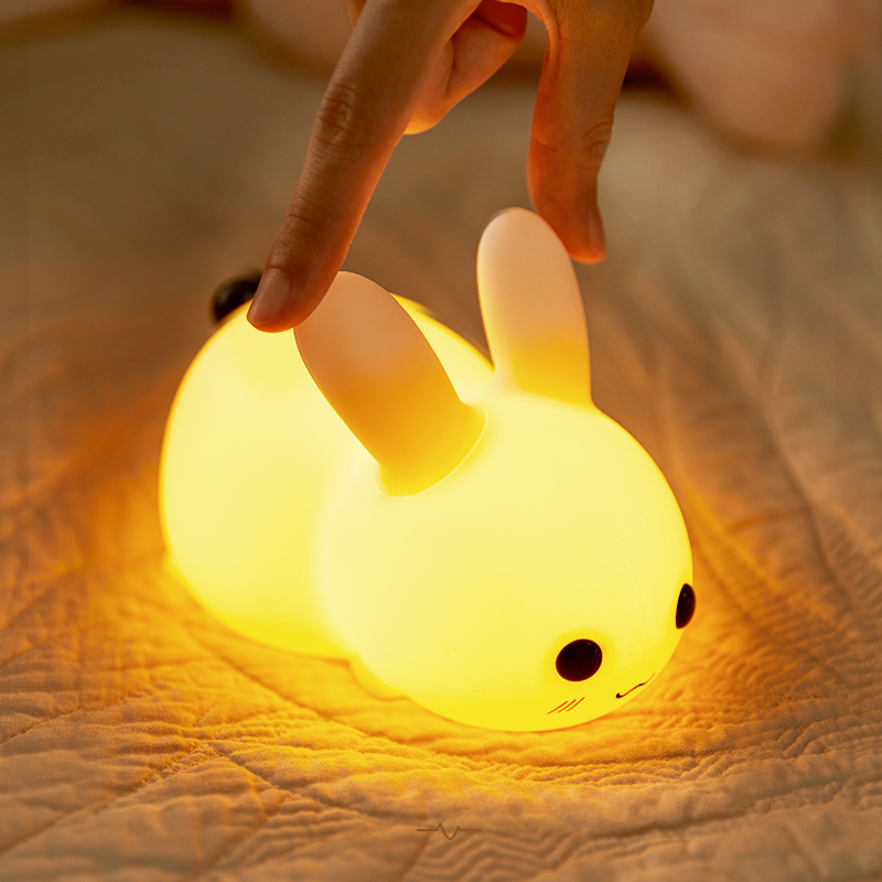 Touch Rabbit Night Lights Silicone Dimmable USB Rechargeable Lamps for Children Baby Gifts Cartoon Cute Animal Bunny Night Lamp alx