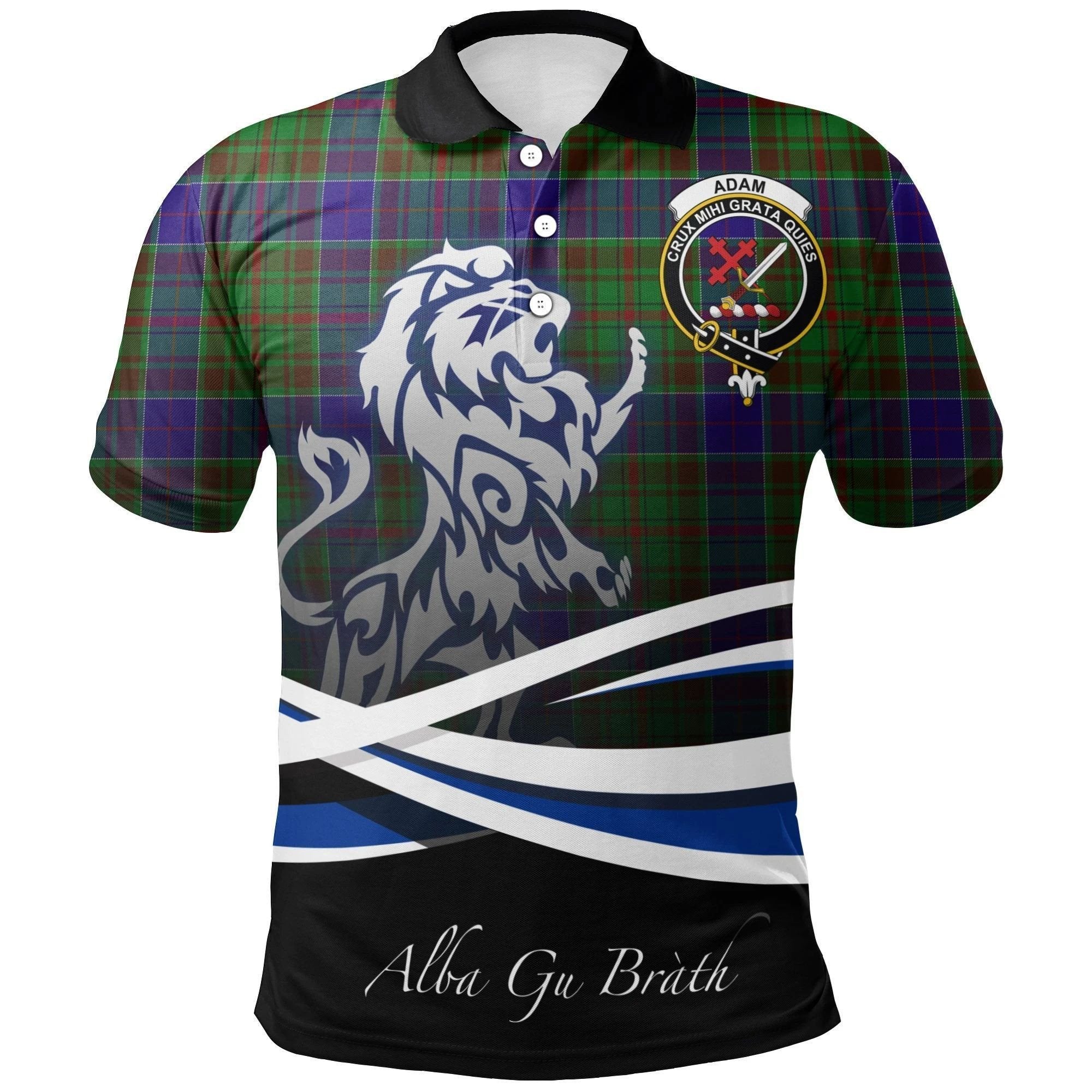 Adam Clan Polo Shirt, Scottish Tartan Adam Clans Polo Shirt Crest Lion Style