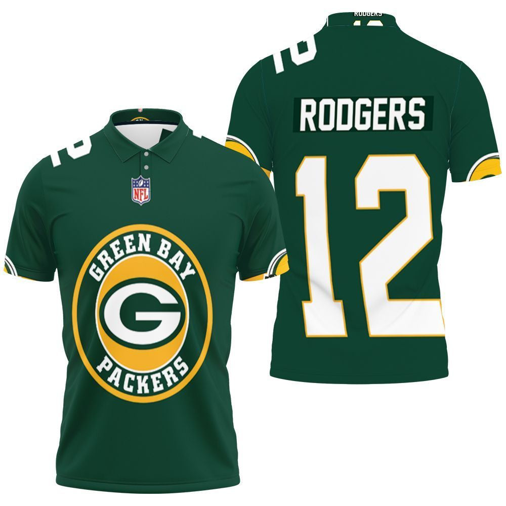 Green Bay Packers Aaron Rodgers 12 3D Polo Shirt, Jersey