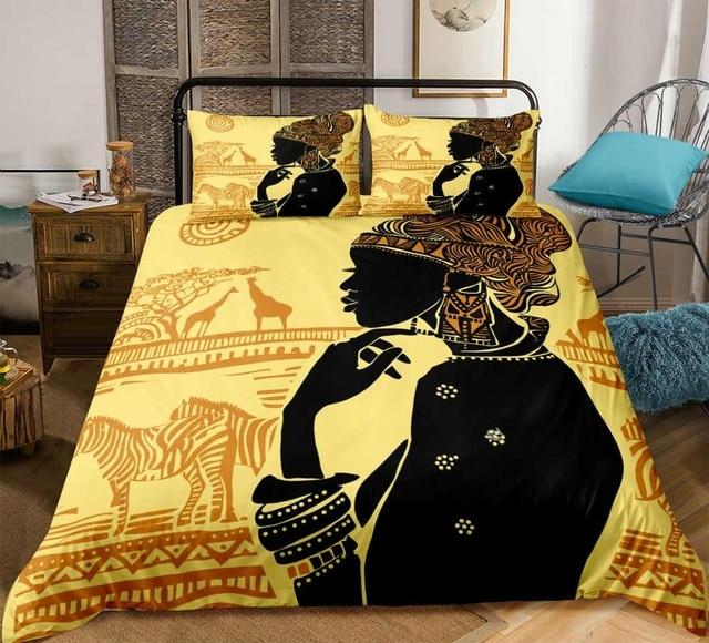 Adorable African Woman 3 Pieces Quilted Comforter Set