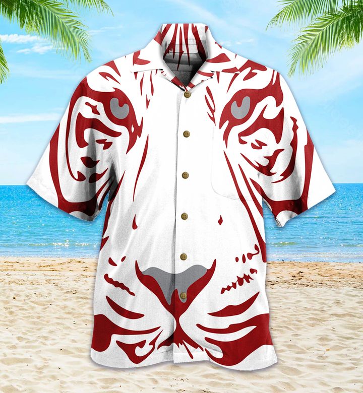 Red Tiger White Area Hawaii Shirt Ha8094